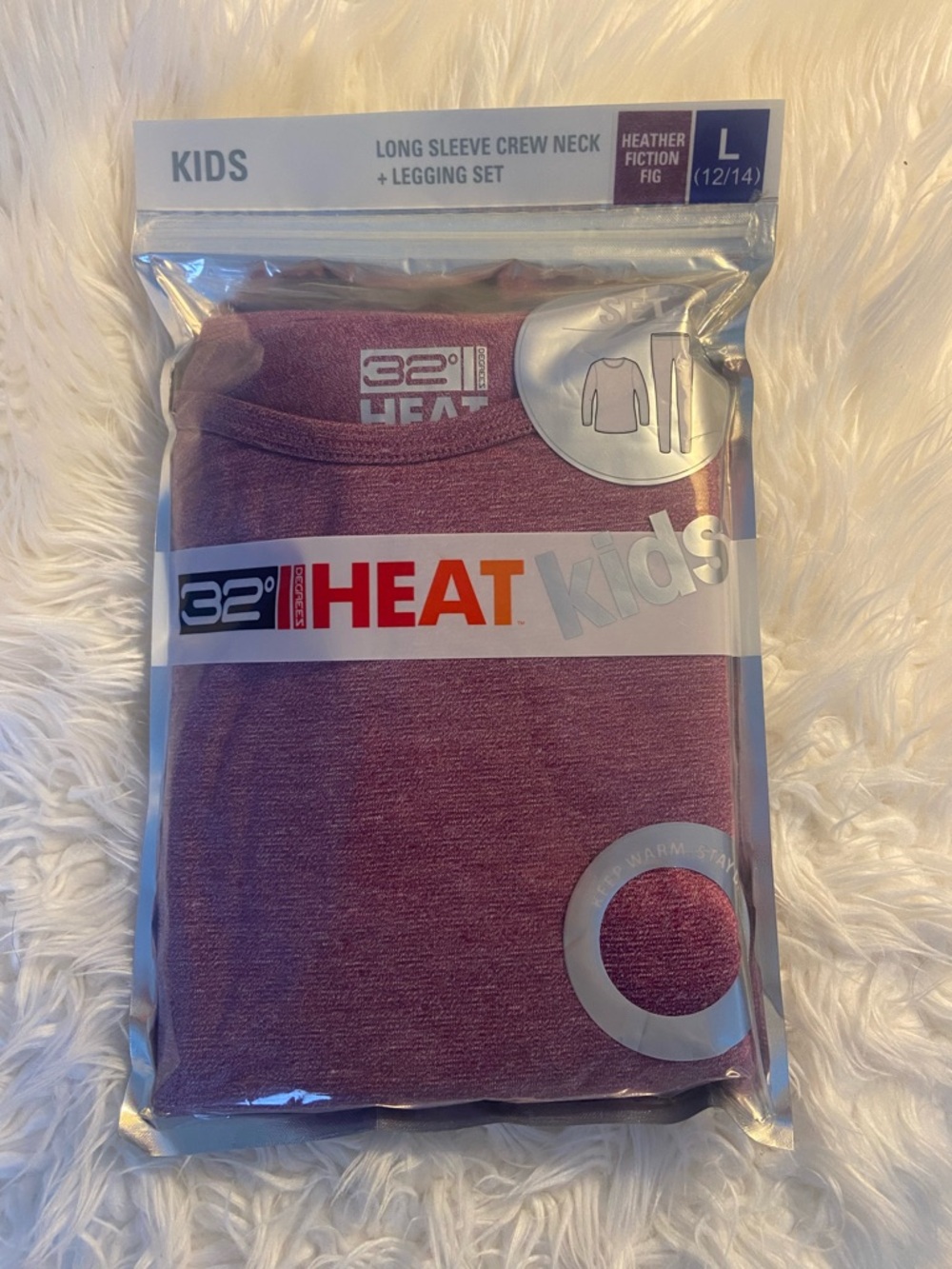 Kids Long Sleeve Crew Neck & Legging Set - Heather Fig (L 12/14)